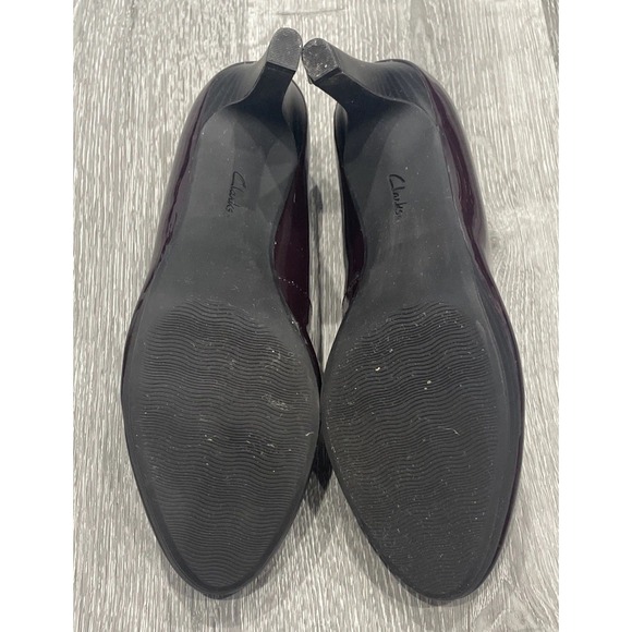 Clarks‎ Adriel Viola Pump Patent Dress Shoe High Heel Burgundy Plum Women's 9.5 - Picture 6 of 10